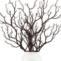 Geosar 13.8 Inch Small Manzanita Branches Plastic Faux Branches Artificial Antler Shaped Tree Branch Decorative Plant Twigs for Home Wedding Table Centerpiece Festival Decors(Dark Brown,10 Pieces)