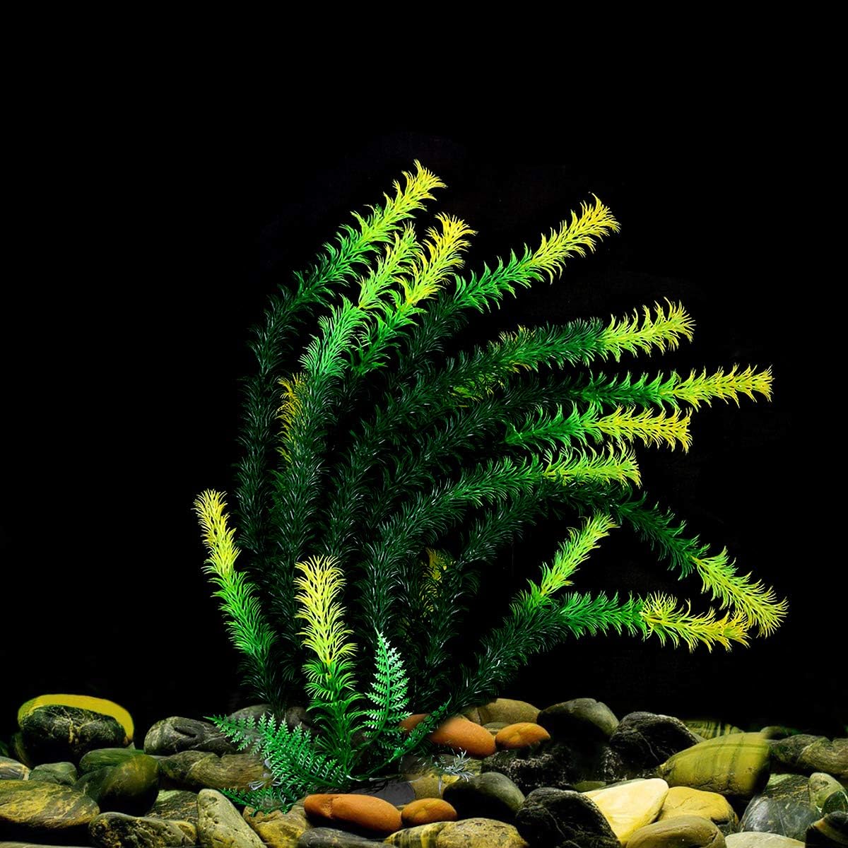 17" Plastic Water Plant for Aquarium Fish Tank Ornament, Rhodo Green