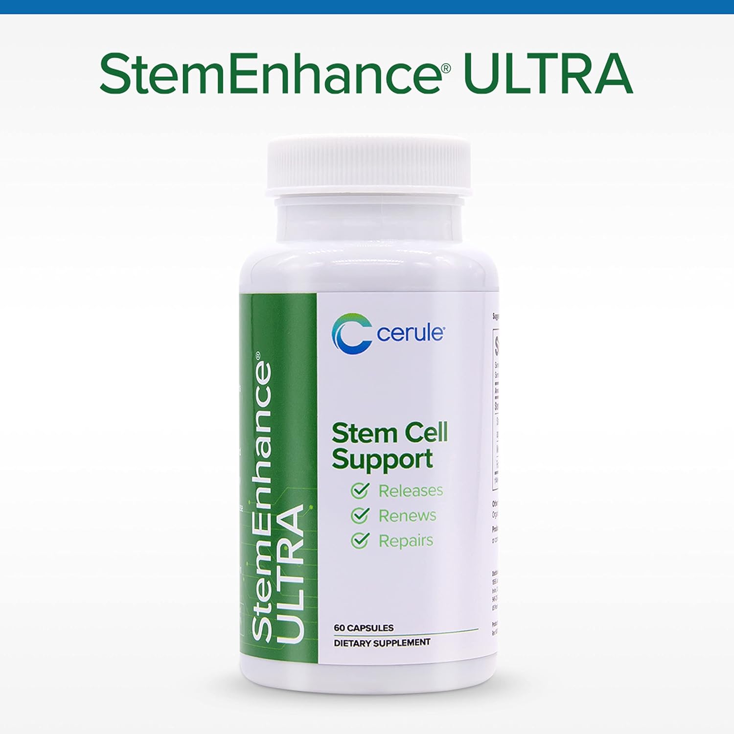 Cerule StemEnhance Ultra Natural Stem Cell Support Supplement – Freshwater Microalgae and Marine Macroalgae Extracts for Cellular Renewal, Immune Function, Energy, and Tissue Recovery – 60 Capsules