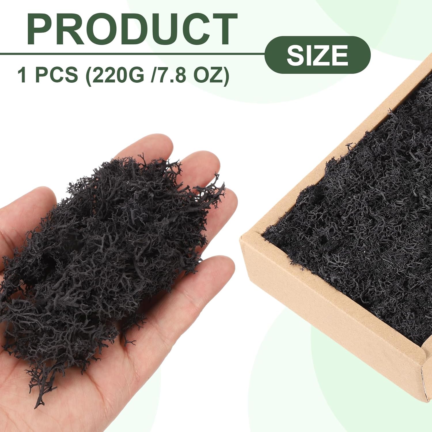 MECCANIXITY 7.8oz Preserved Reindeer Moss, Black Decorative Artificial Fake Moss for Potted Plants Indoor Crafts Lichen Centerpieces Decor
