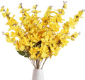 6PCS Yellow Delphinium Artificial Flower Lifelike Silk Larkspur Flowers Plant 35.43" Long Stem Blossoms Fake Flowers for Tall Vase Floral Arrangements Home Table Wedding Decor(Yellow)