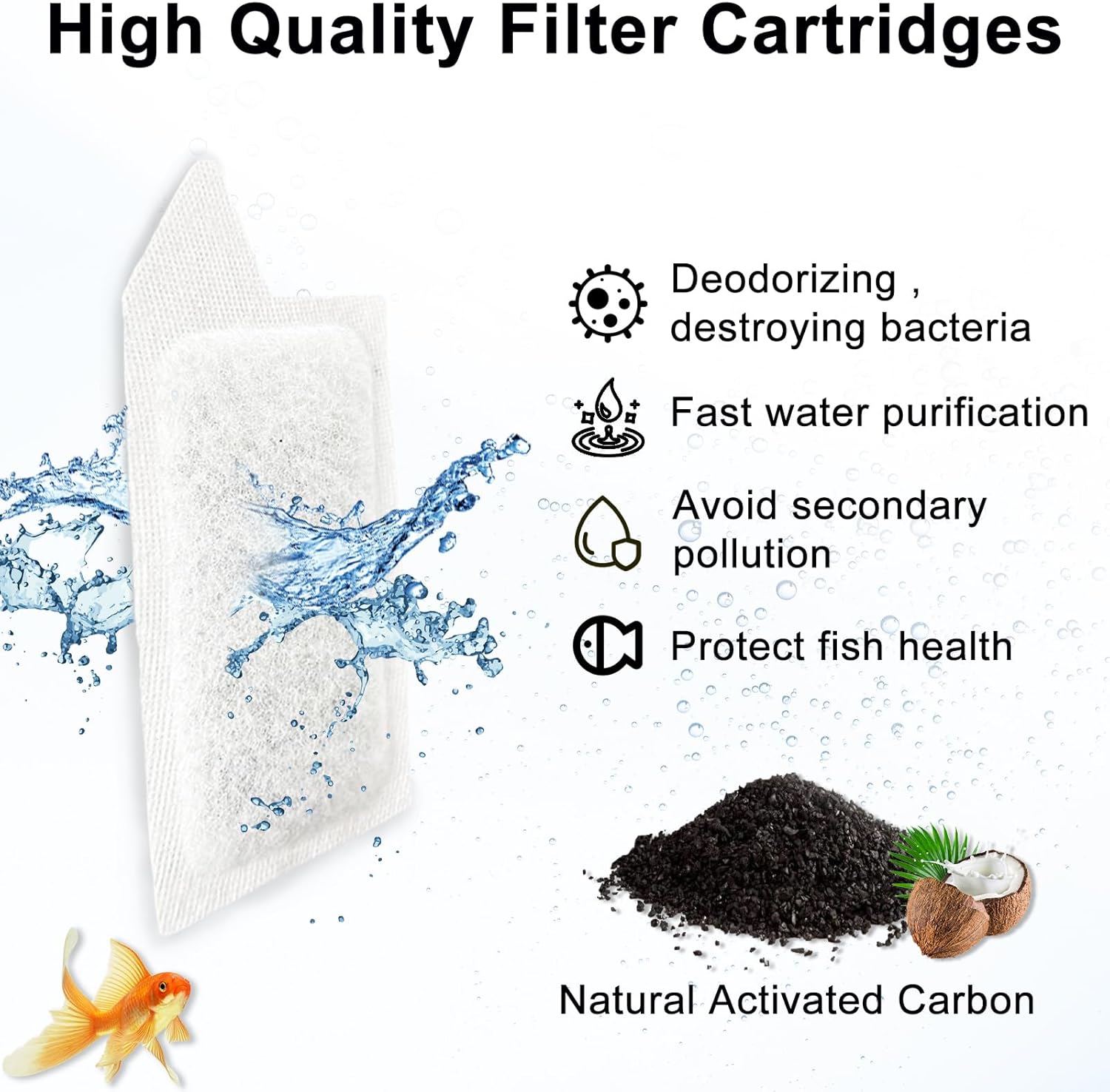 14 Packs Replacement Small Filters Cartridges for Tetra Whisper Small Fish Tanks Filter, Refilled Filters Cartridges S Size for 3-10 Gallons Betta Aquarium Filter Kit