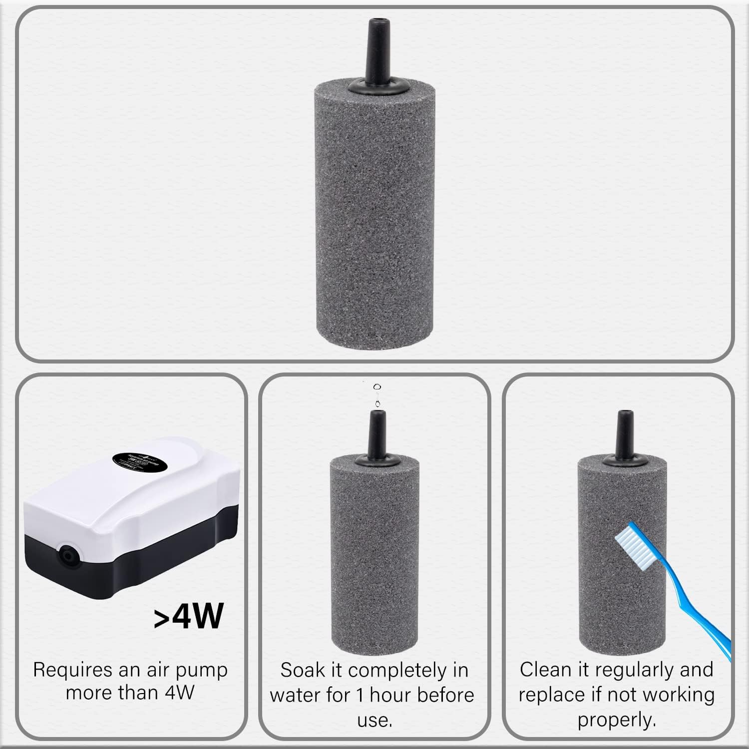 Air Stone Bubble Diffuser Ball - for Aquarium Air Pump and Fish Tanks, Gray, Pack of 10pcs