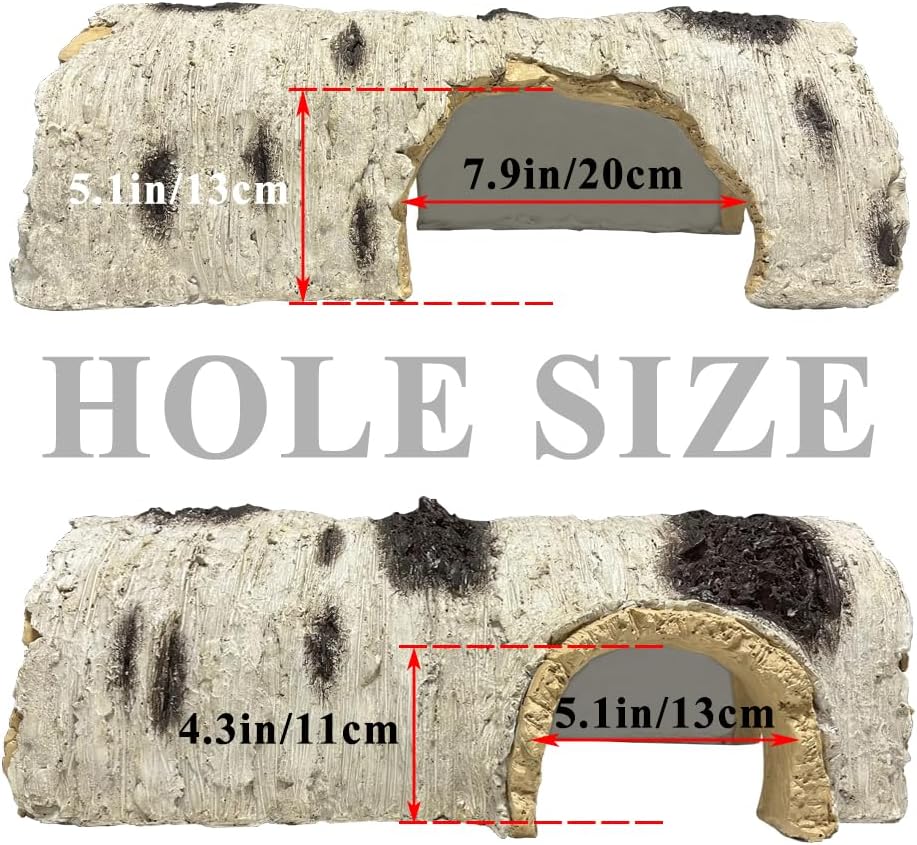Generic Resin Hollow Tree Trunk, Fish Cave, Wooden House, Hiding Habitat Pool Decoration, White+brown