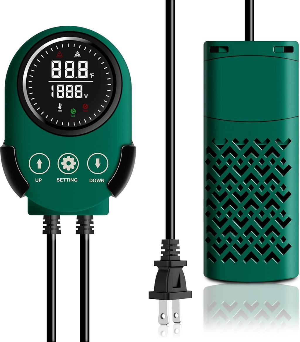 500W Smart Aquarium Heater Submersible with Variable-Frequency Energy Savings, Dual Probes for Leaving Water Automatically Stop, PTC Tech for Overheat Protection, Adjustable for Freshwater, Saltwater