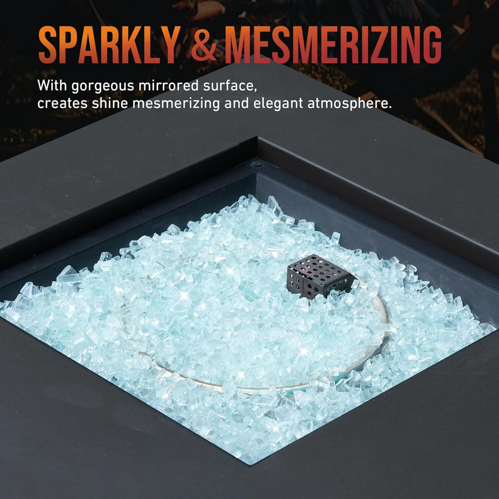 Skyflame High Luster 10-Pound Regular Fire Glass for Fire Pit Fireplace Garden Landscaping Crystal Ice 1/4" Size
