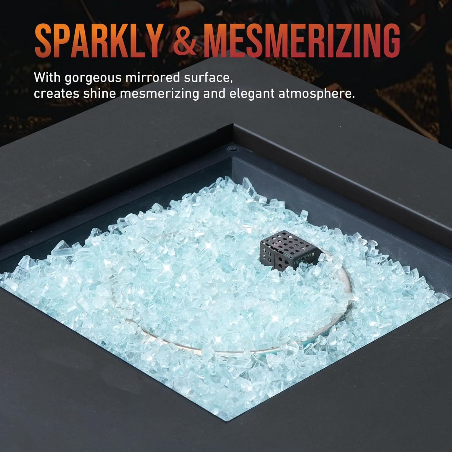 Skyflame High Luster 10-Pound Regular Fire Glass for Fire Pit Fireplace Garden Landscaping Crystal Ice 1/4" Size