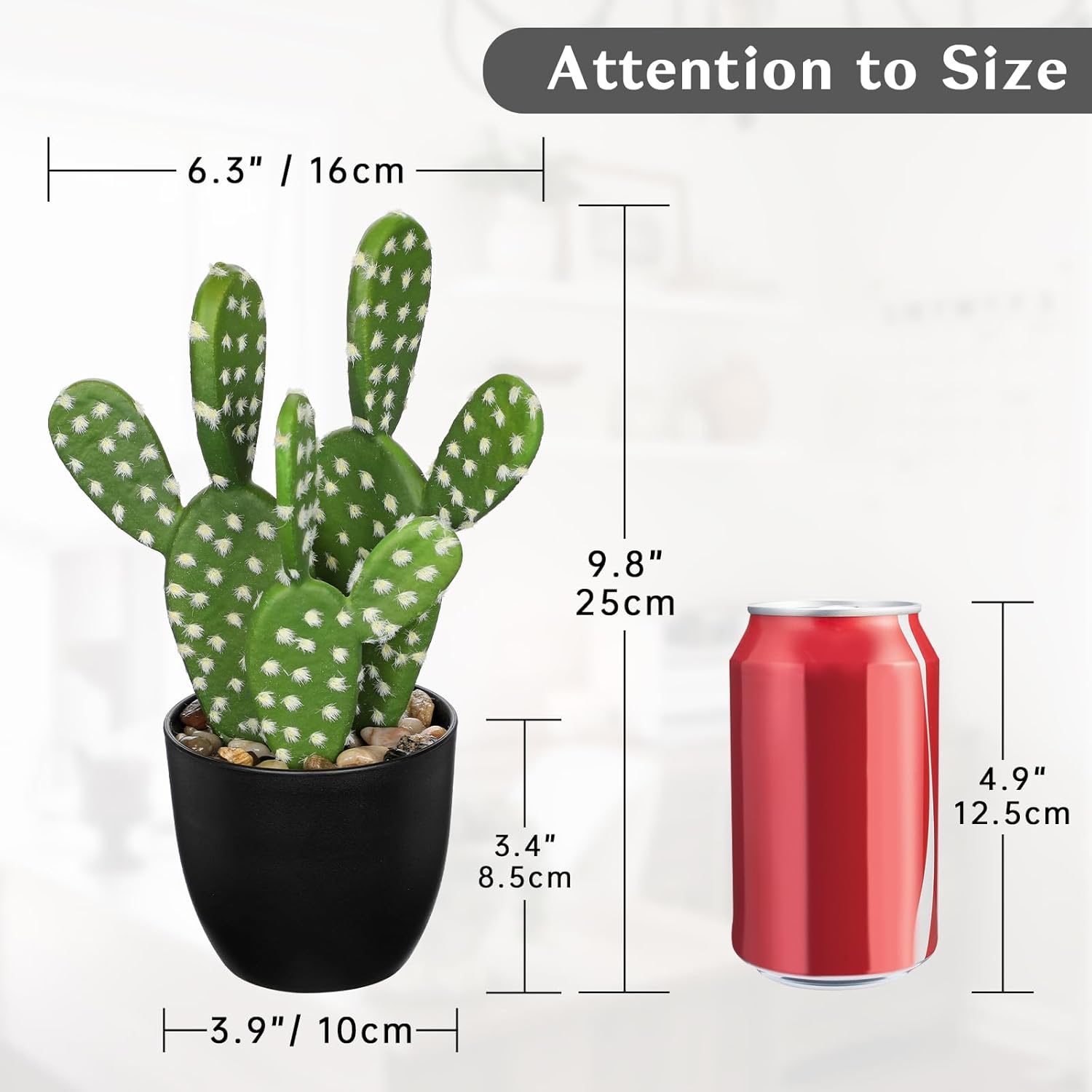 Artificial Cactus Plants 9.8 inch Small Faux Cactus Plants Indoor Fake Desert Cacti Succulents Plants Artificial Plant Indoor with Pot Cacti Decorations for Home Decor Office Desk Tabletop Shelf