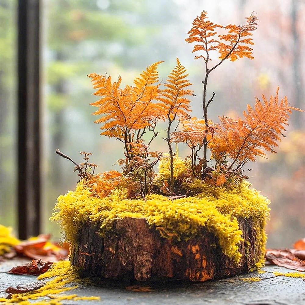 Artificial Faux Moss, 3.52 oz Fake Yellow Moss for Potted Plants, Artificial Moss for Crafts, Maintenance-Free Artificial Moss for DIY Scenery, Fairy Garden (100g, Yellow)