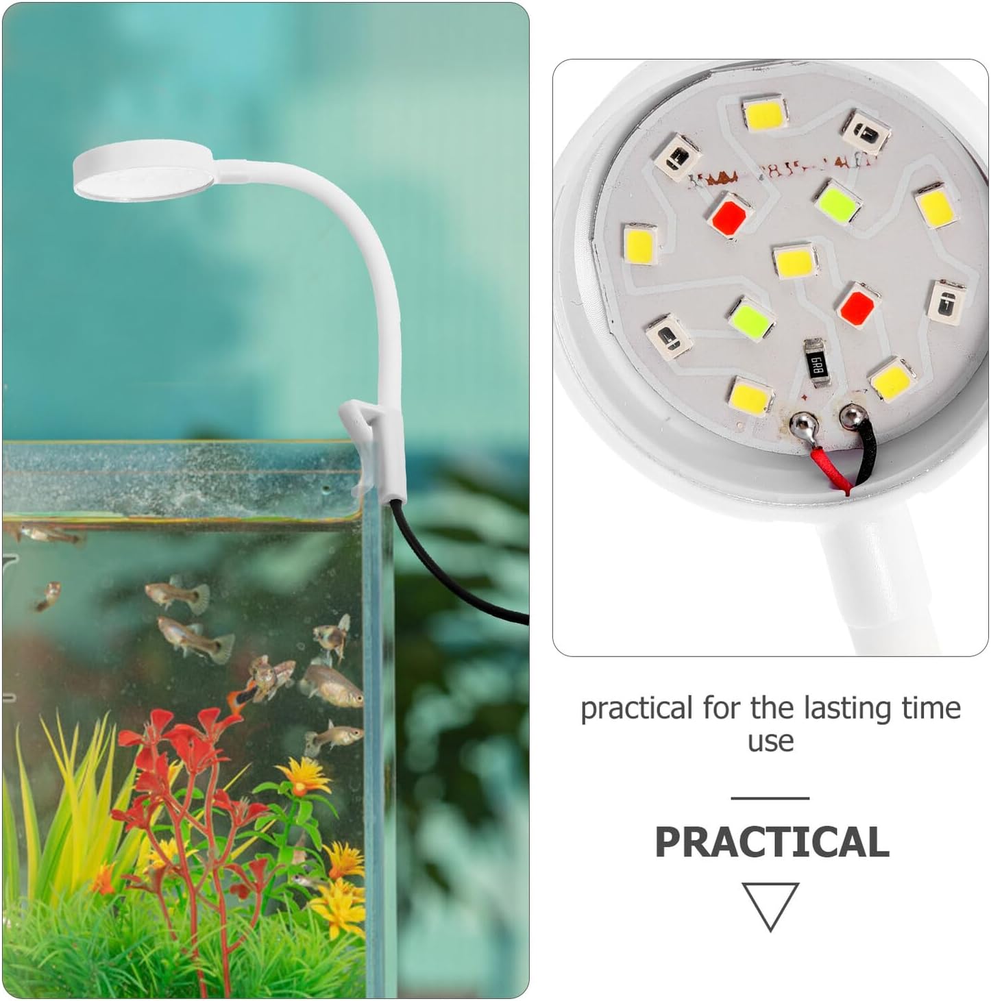 Small Aquarium Lamp Clamp Light LED Fish Tank Light USB Powered Compact Aquarium LED for Plant Growth and Fish Color Restoration