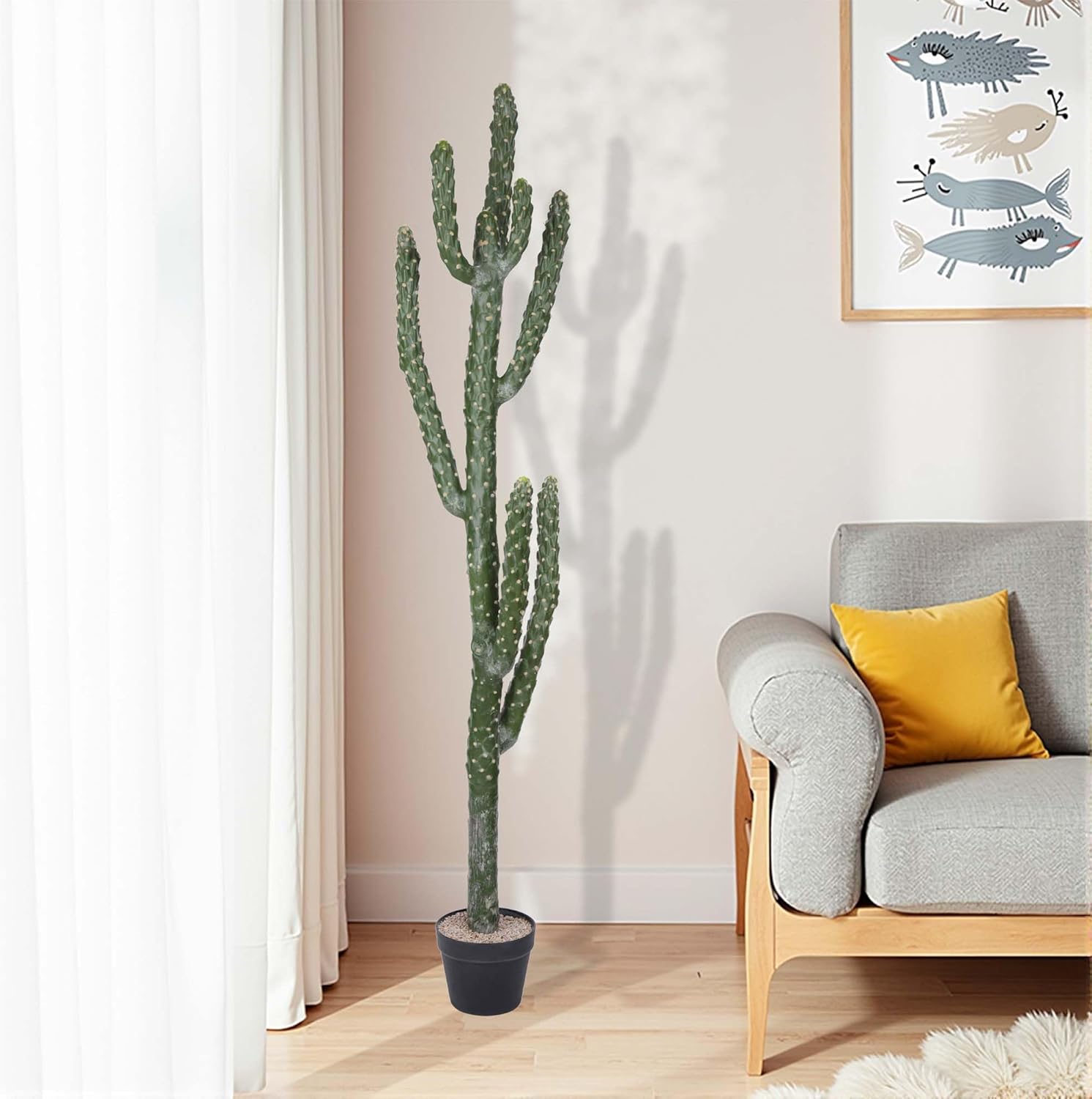 62Inch Artificial Cactus Faux Cacti Fake Cactus Saguaro Potted Plants for Indoor Outdoor Home Offices Store Decoration