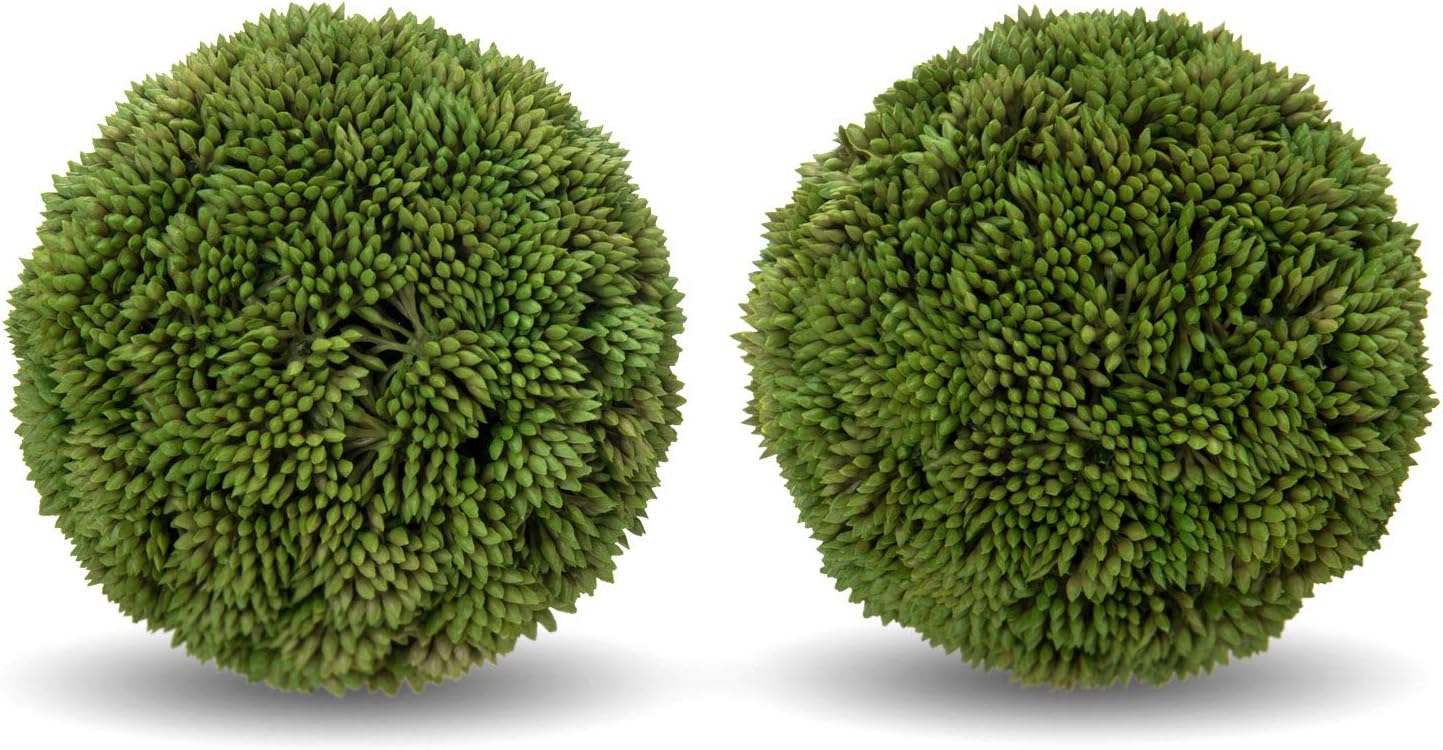 MyGift 4 Inch Decorative Boxwood Balls Topiary, Lifelike Artificial Foliage Greenery Faux Bowl Fillers, Set of 2