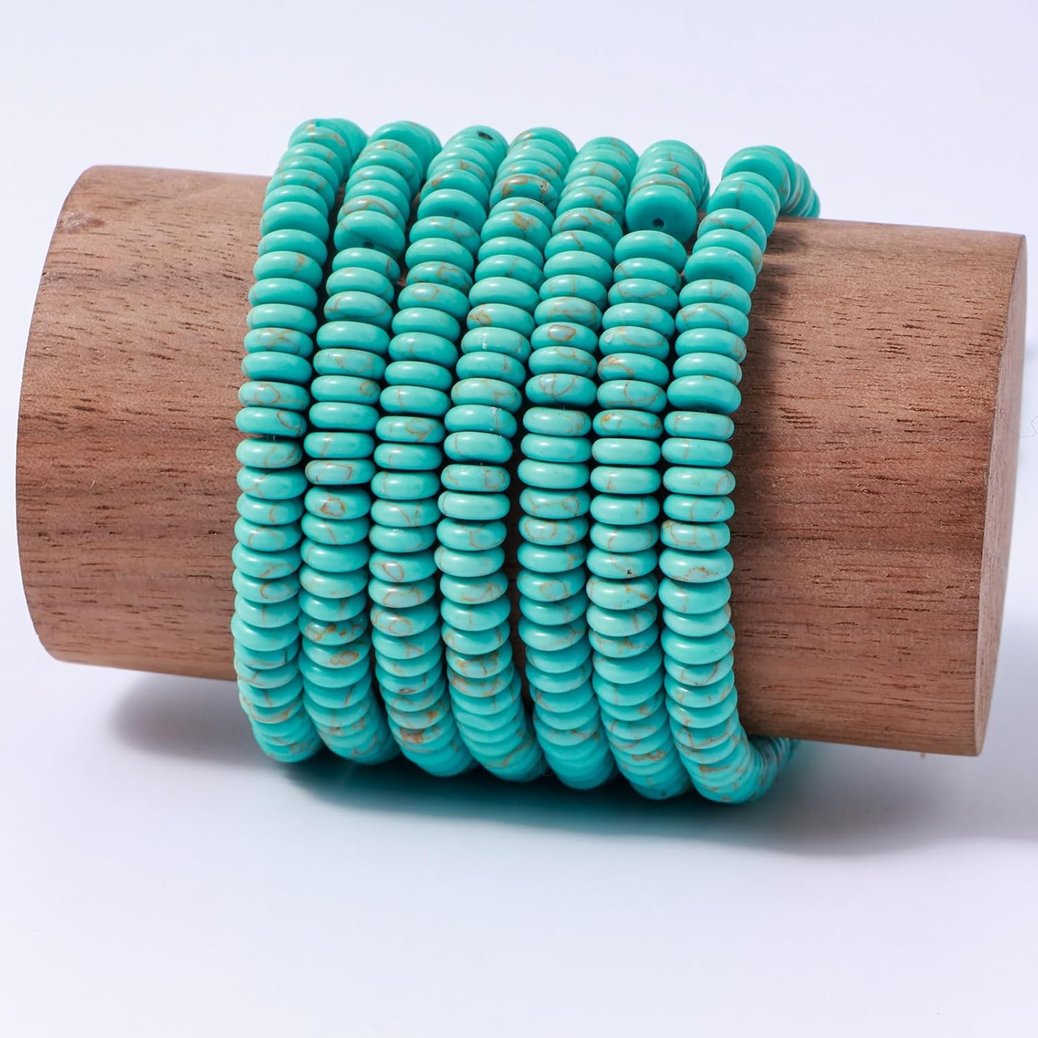 Natural Blue Turquoise Disk Stone Spacer Beads 6x2mm 38cm/str Flat Rondelle Loose Semi Gemstone Caps for Making Bracelets Necklace