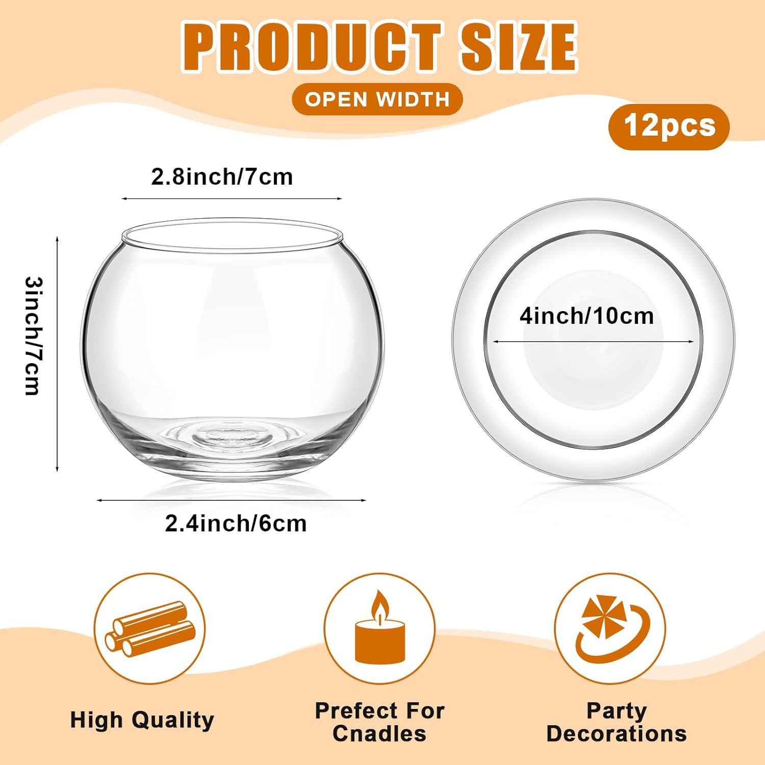 Zopeal 12 Pcs Fish Bowl Vase Glass Bubble Bowl Globe Glass Clear Bubble Vase Round Terrarium Goldfish Flower Centerpiece for Wedding Event Arrangement Office Home (3.5" h X 3.94" w)