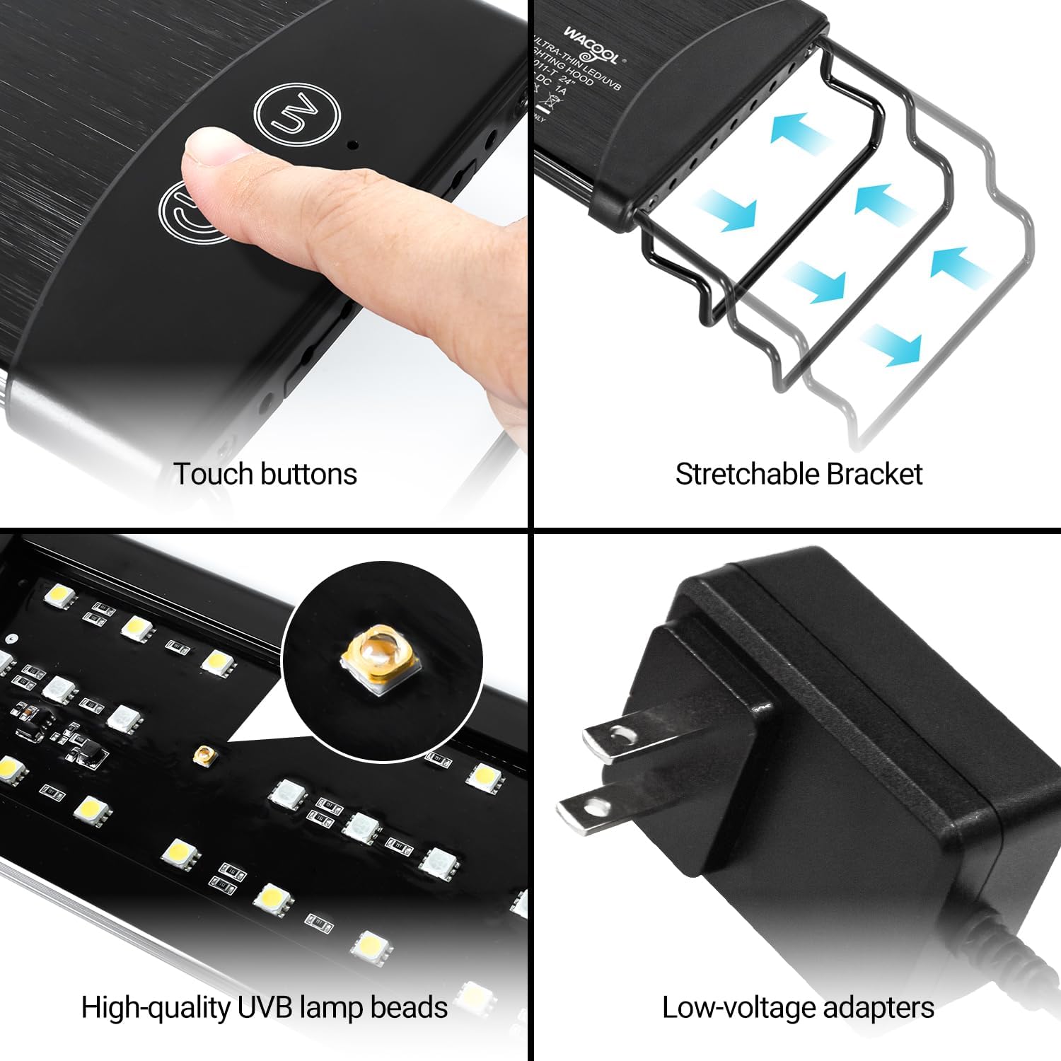 Dimming LED UVB Reptile Light, 24“ LED Reptile Light Bar with Brightness Adjustment & 3 Light Modes, UVB 5.0