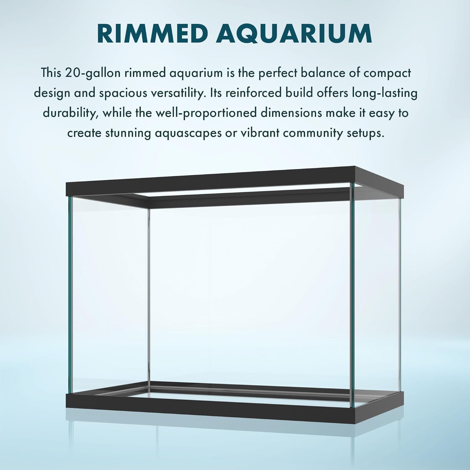SubstrateSource 20 Gallon Glass Aquarium - 24 x 12.5 x 17.25 in - Large Clear Rectangular Rimmed Freshwater/Saltwater Fish Tank for Betta, Goldfish, Guppy, Shrimp for Home or Office Aquascaping