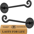 RTZEN Plant Hangers Indoor or Outdoor - Wrought Iron Metal Hanger Indoor Hook - Heavy Duty Wall Bracket Hooks for Hanging Plants Baskets Lanterns Wind Chimes - 2 Pack (Black Swirl Hooks)