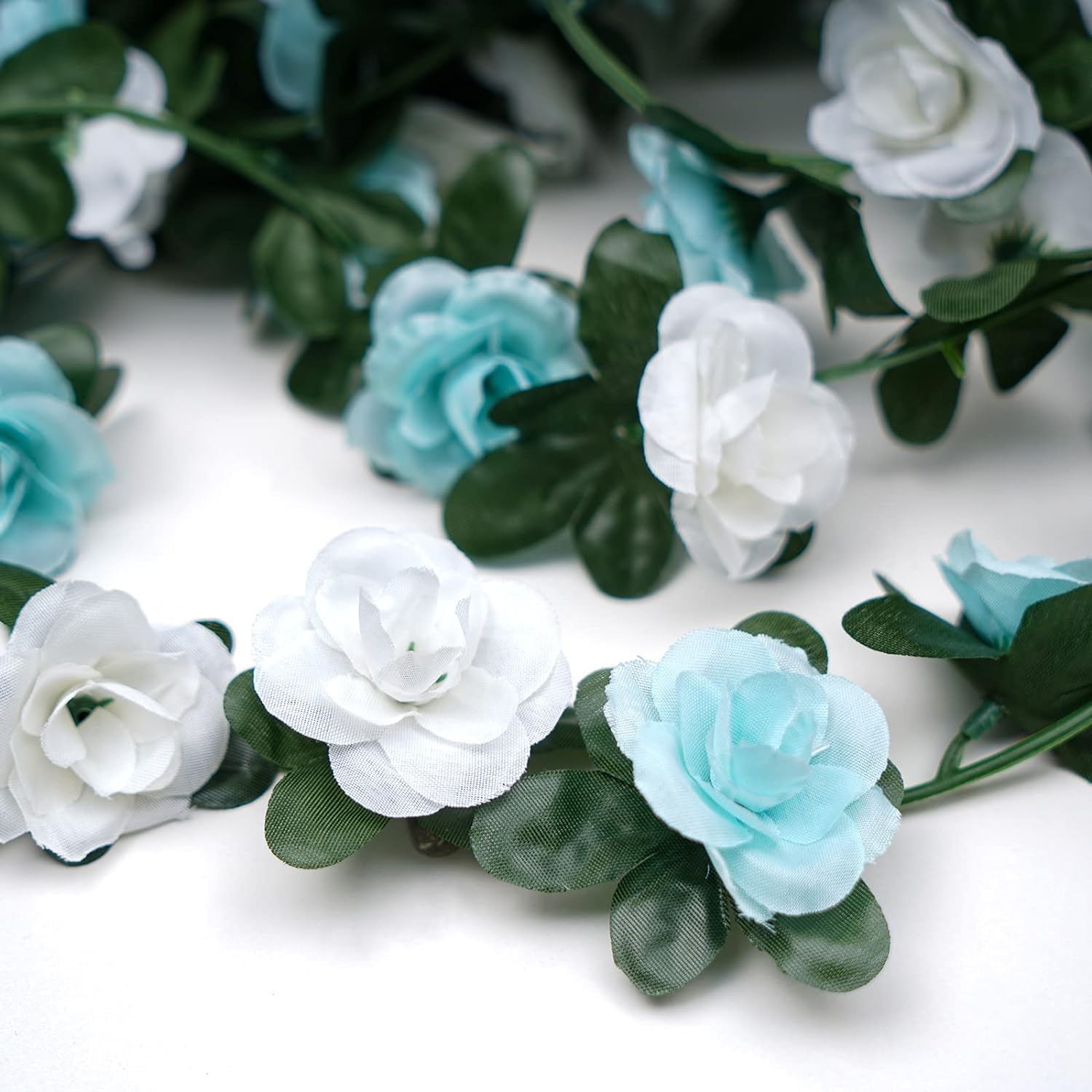 BLEUM CADE 5Pcs 41Ft Flower Garland Artificial Rose Vines for Bedroom, Cute Fake Hanging Flower Vines Floral Garland Decorations for Wedding Party Wall Room Decor Aesthetic