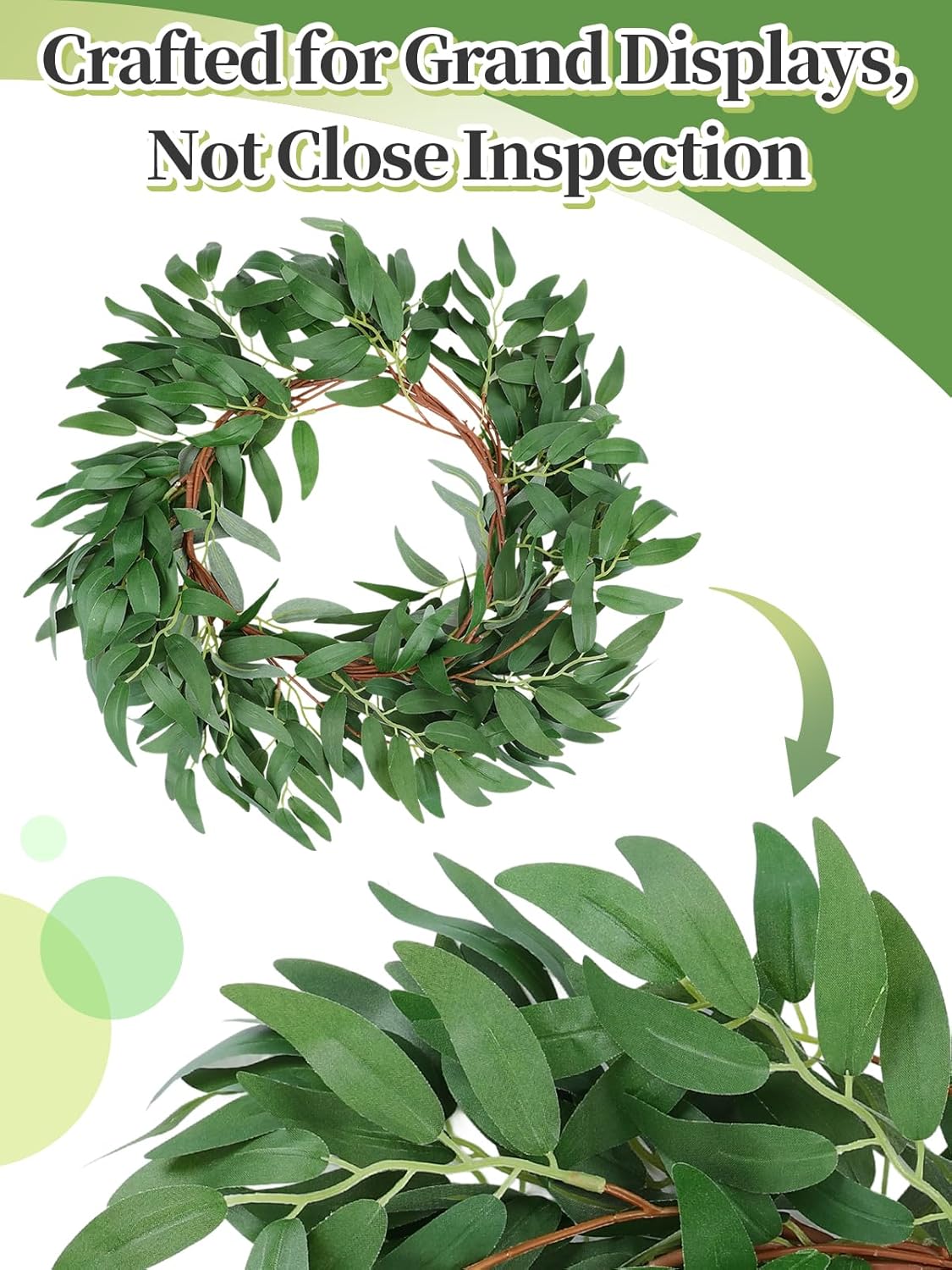 ANPHSIN Fake Vines Greenery Garland - 3 Packs Total 16.5ft Green Willow Leaf Vine Garland, Artificial Leaves Wall Hanging Decor for Home, Room, Wedding Arch, Centerpieces