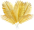 CCINEE 12 PCS Golden Artificial Palm Leaves, Assorted Sizes Faux Large Palm Fronds Fake Tropical Plant Simulation Safari Leaves with Stems for Home Hawaiian Luau Party Jungle Beach Theme Party