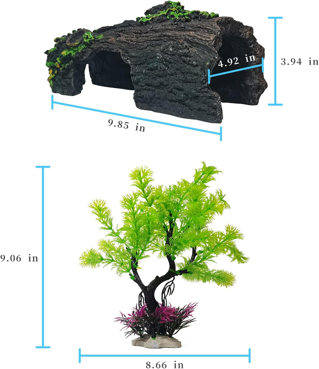 Fish Tank Decorations Aquarium Supplies Accessories Turtle Hideout Ornaments Fish Decor Bark Large Reptile House Cave Axolotl Hides