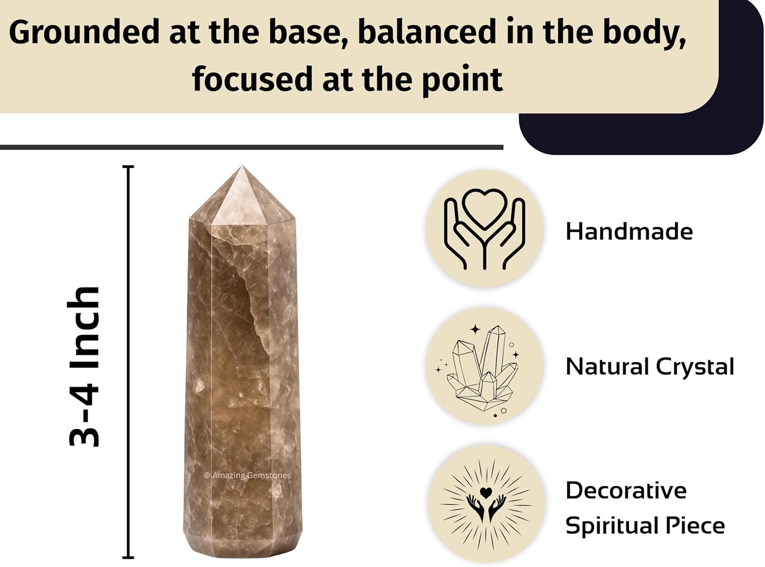 Amazing Gemstone Smoky Quartz Crystal Towers - Natural Healing Crystal Point Obelisk for Reiki Healing and Crystal Grid (3 Inch)