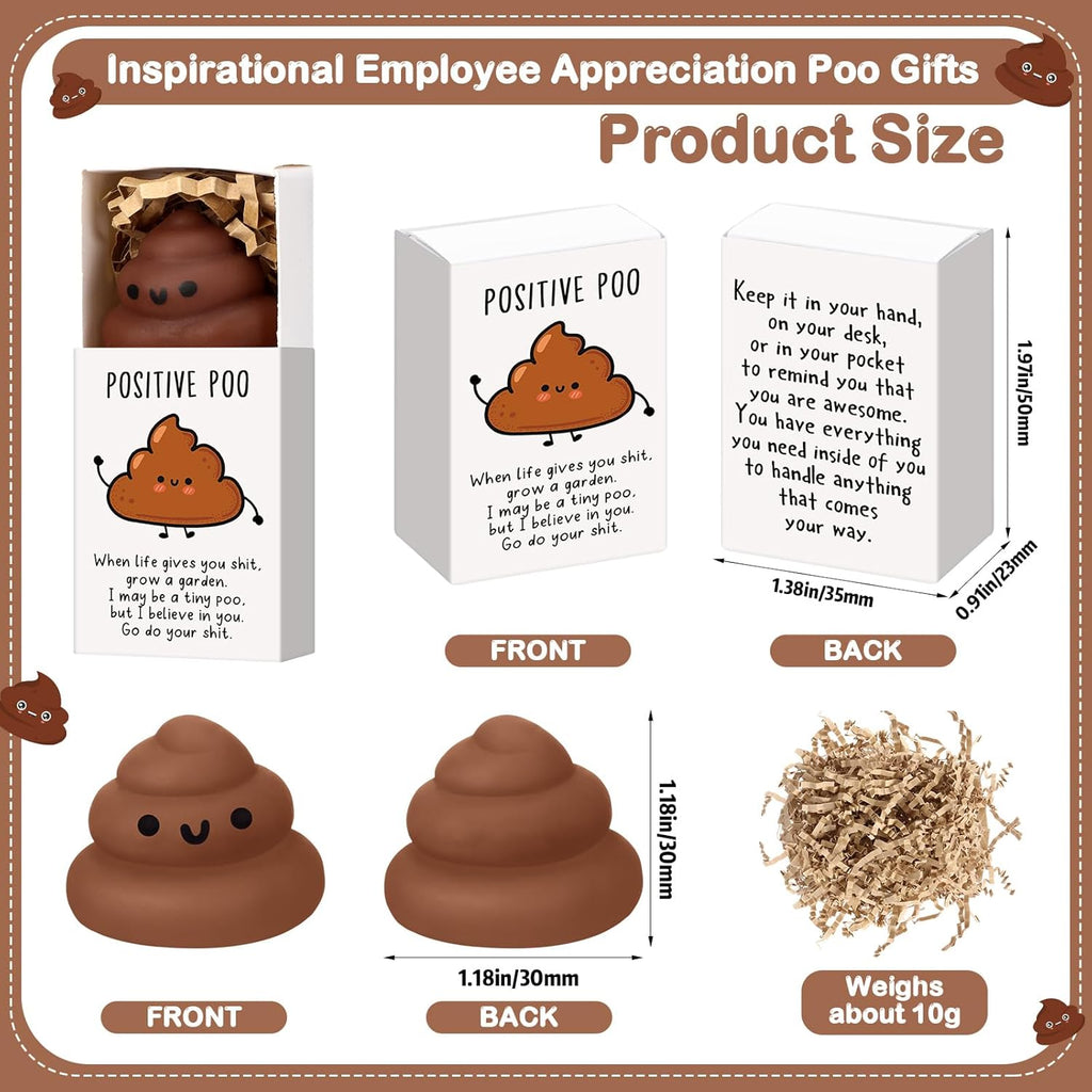 Wettarn 12 Sets Poo Positive Gifts Cute Stress Balls with Support Gift Boxes Funny Party Favors for Employee Coworker Friends Office Inspirational Relief Toys