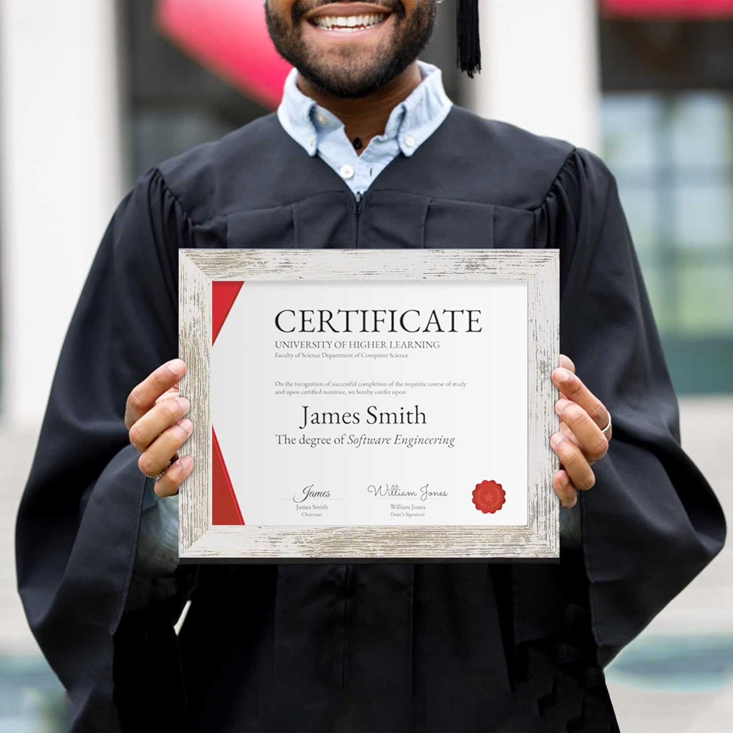 8.5 x 11 Picture Frame Set of 4, Made of Real Glass and Distressed White Certificate & Diploma Frame, 8.5 by 11 Photo for Wall or Tabletop - Display Picture 6x8 with Mat or 8.5x11 Without Mat