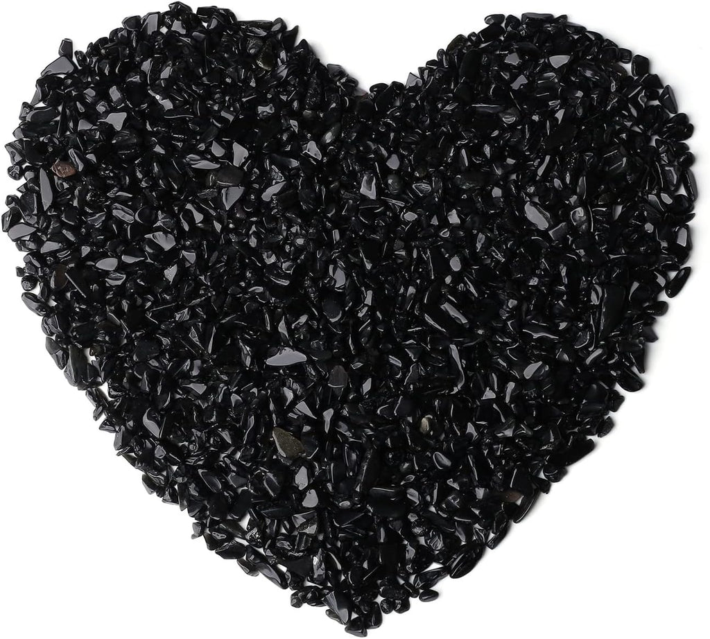 LAIDANLA Obsidian Crushed Stone Crystal Chips Bulk Natural Gemstones Healing Reiki Crystals Mini Quartz Vase Filler Aquarium Gravel 0.55lb