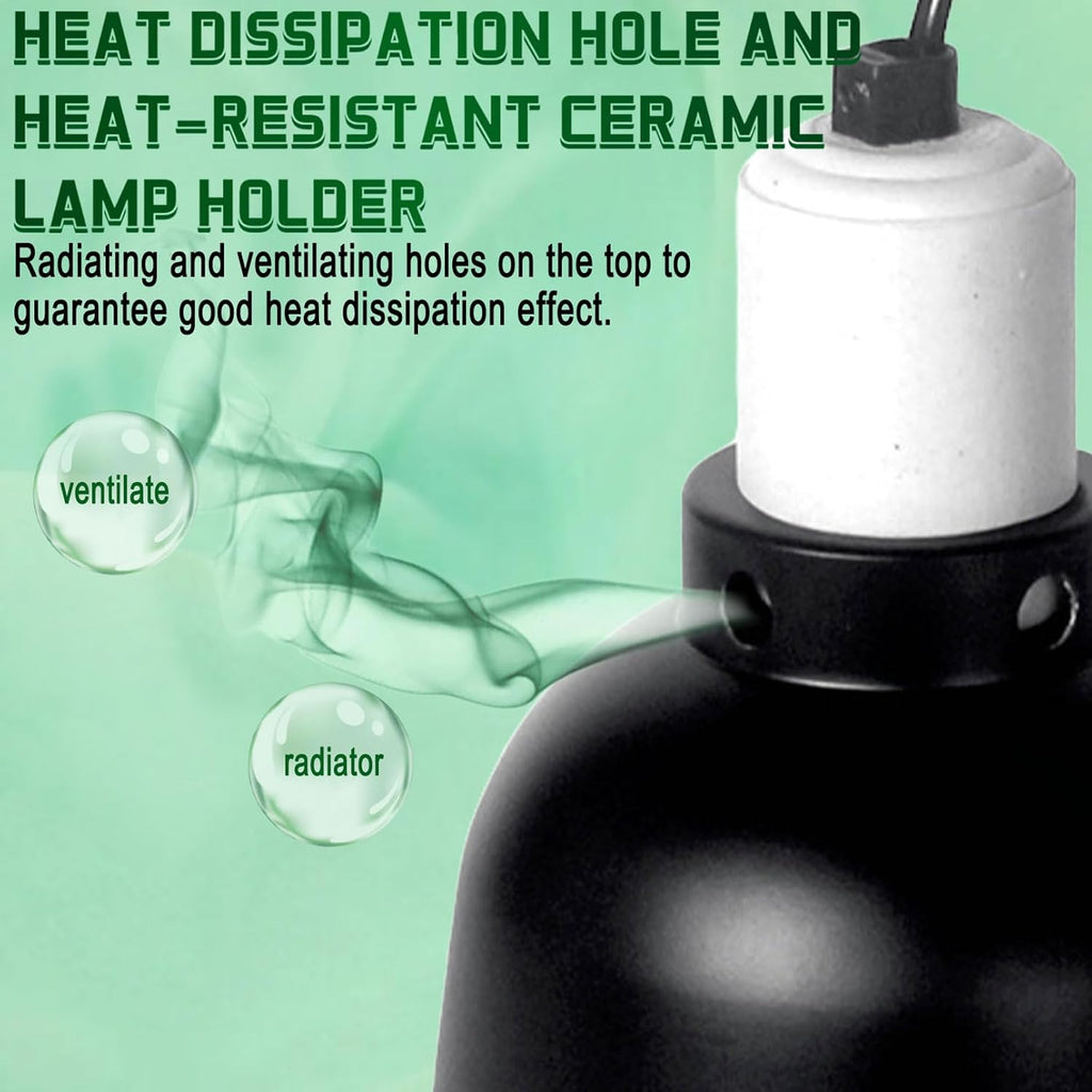 BNOSDM Reptile Light Fixture,5.5 Inch Deep Dome Reptiles Heat Lamp Fixture for UVB UVA Bulb,Heat Basking Bulb,Optical Reflection Heat Lamp Fixtures for Reptile Amphibian Tank Terrariums