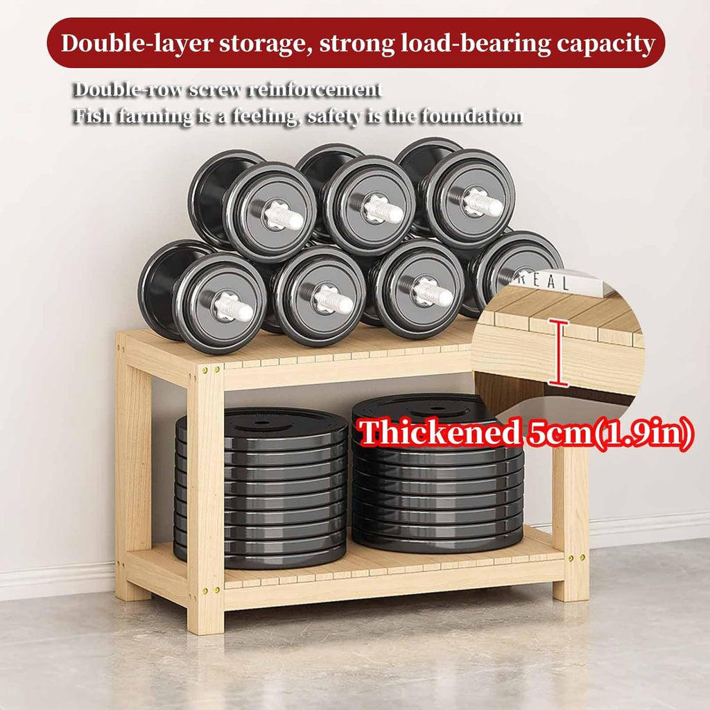 FORRTY Solid Wood Aquarium Stand – Heavy Duty Wooden Fish Tank Stand With 2-Tier Storage | Natural Pine Reptile Tank Table | Indoor Plant Rack | Printer Table | Multi-Purpose Shelf | 30–150cm Width(Br