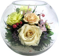 Fiora Flower | Preserved Roses & Floral Arrangement in Sealed Glass Vase | Lasts up to 5 Years | Elegant Gift for Weddings, Birthdays, and Anniversaries (Pastel)