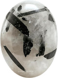 Amazing Gemstone Black Rutilated Quartz Crystals and Healing Stones - Large Palm Stone Crystals Piedra - Crystal for Good Luck, Positive Energy, Meditation - Unique Stocking Stuffers Gifts for Women