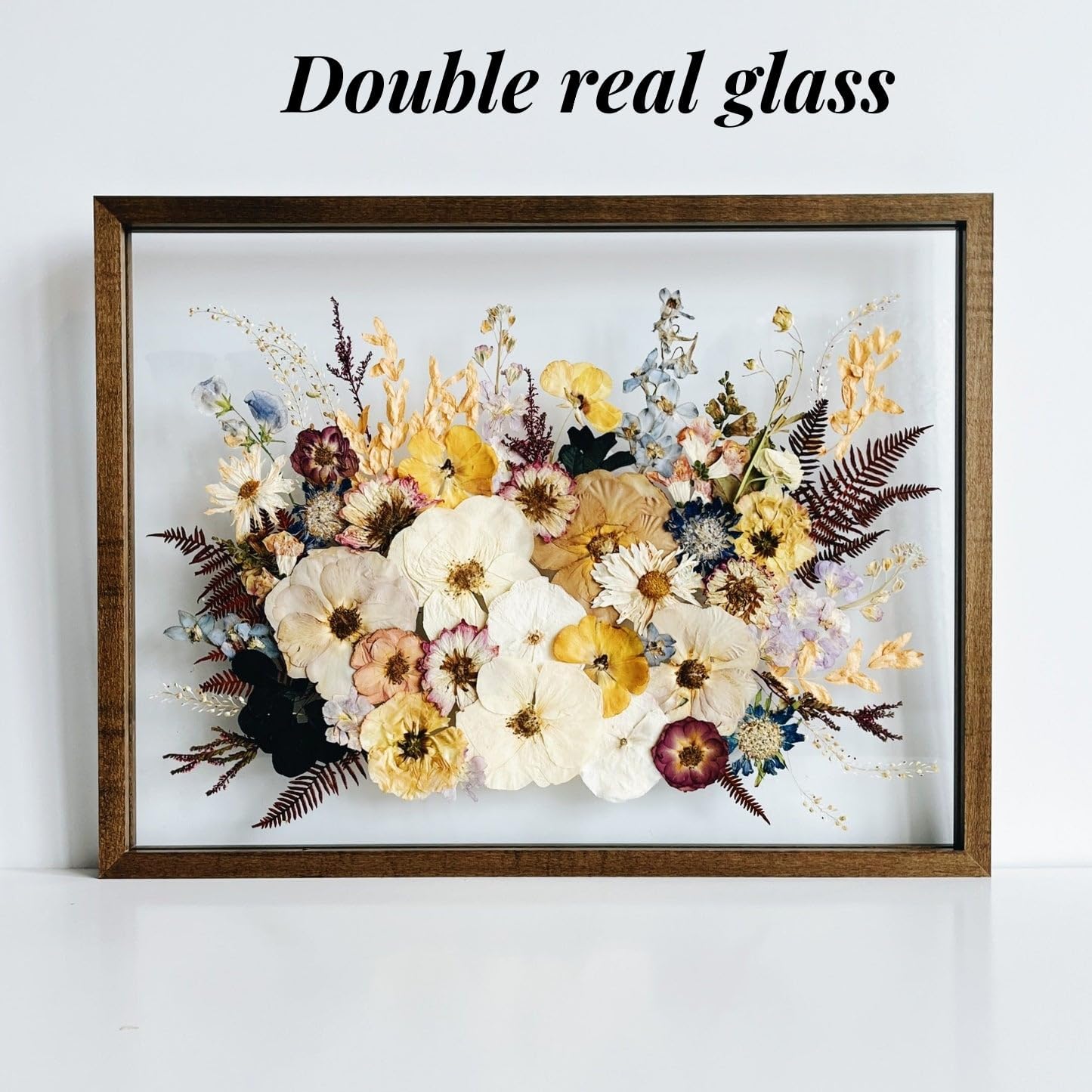 Teak Wood 16x20 Floating Picture Frames 16x20 Floating Frame For Wedding Floater Double Real Glass Pressed Flower Shadow Box Frame 20x16