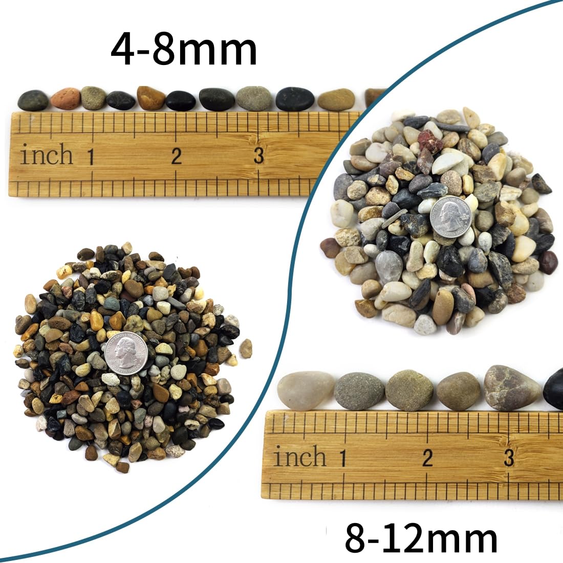 10LB Aquarium Gravel, 1/4" Pea Gravel for Fish Tank, Small River Rocks for Garden Decoration, Landscaping, Vase Filling, Flower Pot Paving(4-8MM)