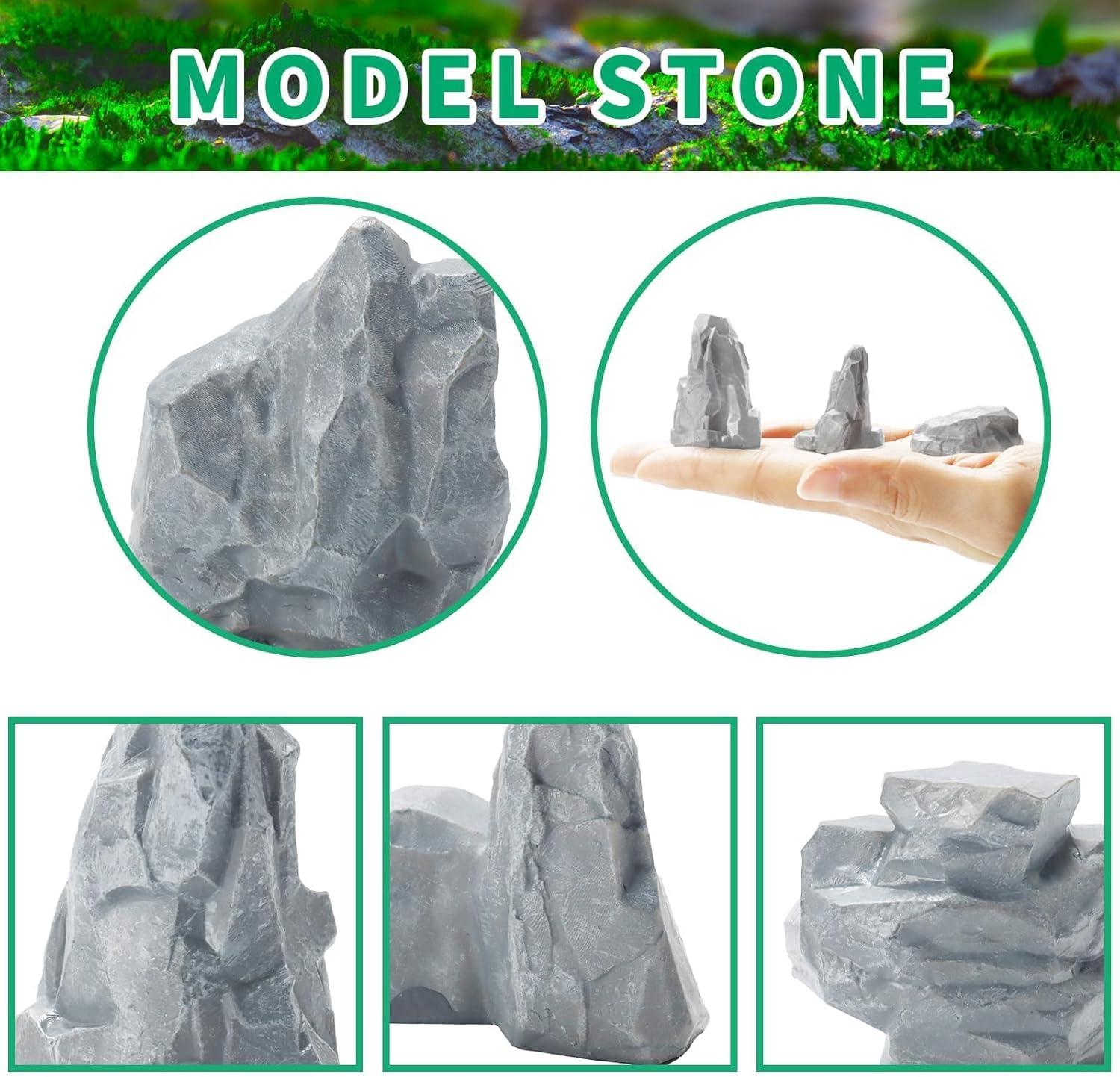 Warmtree 10 Pcs Diorama Rocks Fake Rock Miniature Stone Rock Statue for Diorama Supplies Micro Train Landscape Railway Sand Table Miniature Models Fairy Garden Accessories (Grey)