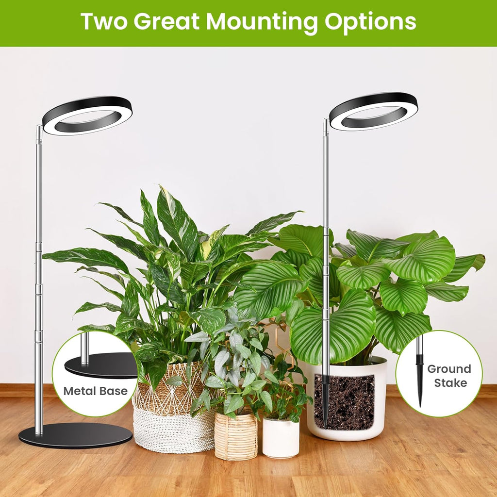 Grow Lights for Indoor Plants, 80 LEDs Full Spectrum Plant Grow Light with 2 Mounting Options, 6/12/16H Timer, 3 Spectrum Modes, 37 in Height Adjustable Desk Growing Lamp (Black/2-Pack)
