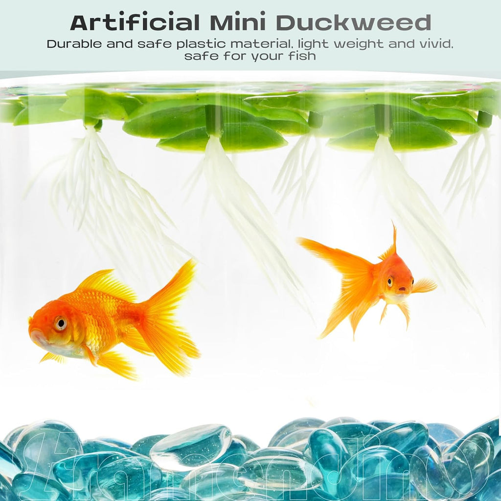 Framendino, 36 Pack Artificial Mini Duckweed with Root Plastic Floating Fish Plants for Aquarium Tank Decor