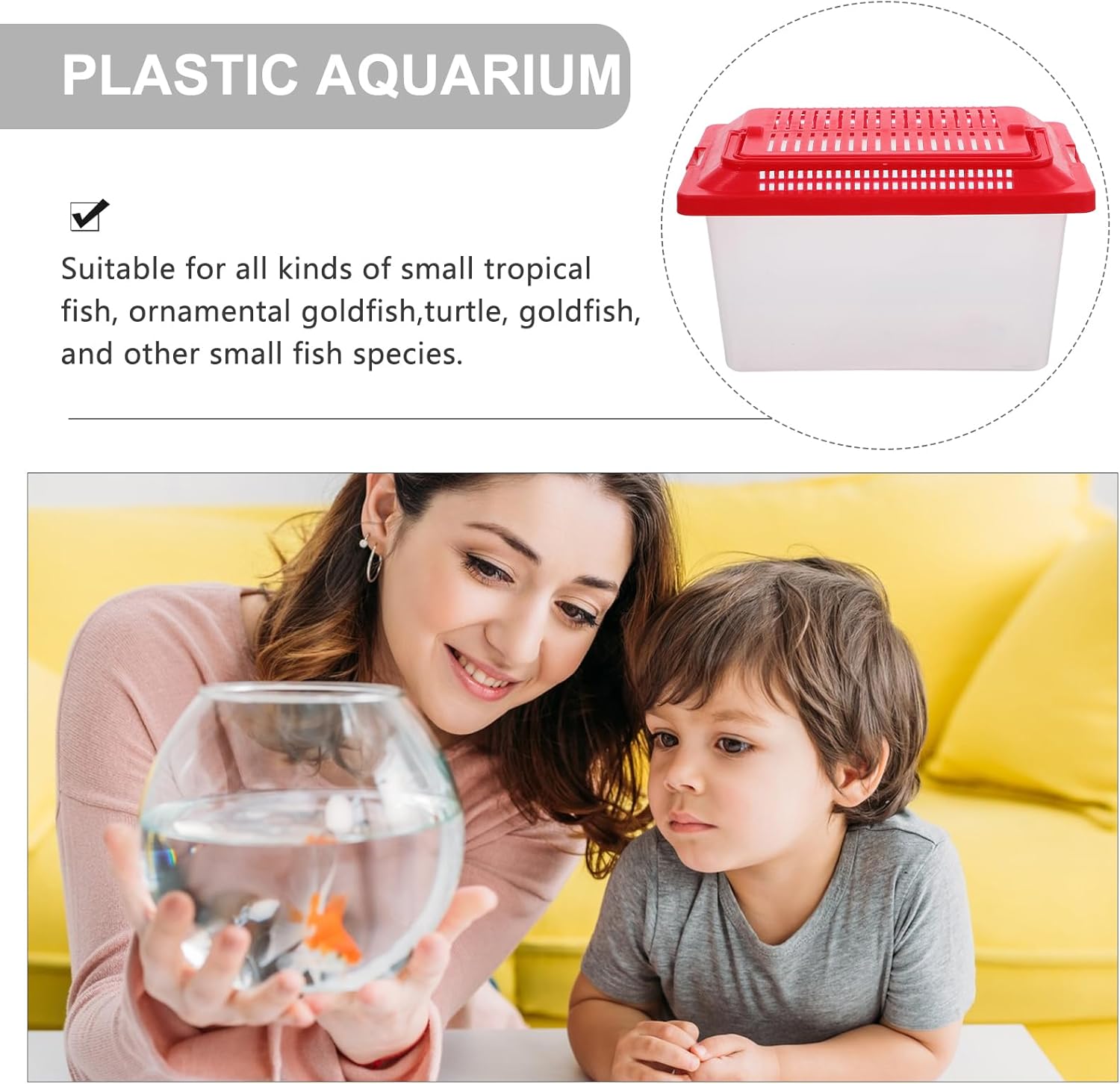 Portable Fish Tank Portable Aquarium Turtle Tank Mini Portable Fish Tank Terrarium for Turtle and Pet Fish