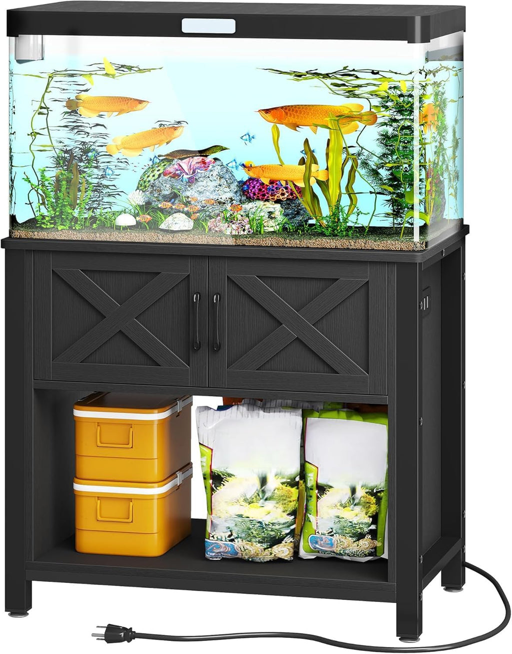 YITAHOME Heavy Duty 40-50 Gallon Aquarium Stand with Power Outlets, Cabinet for Fish Tank Accessories Storage - Metal Fish Tank Stand Suitable for Fish, Turtle, 660LBS Capacity, Black