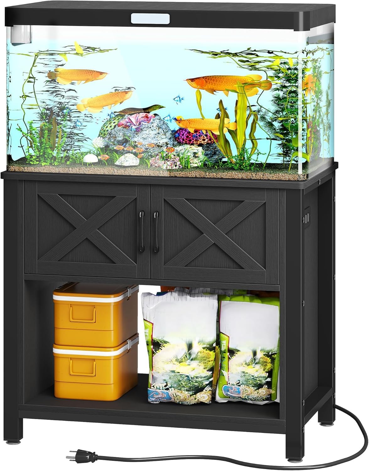 YITAHOME Heavy Duty 40-50 Gallon Aquarium Stand with Power Outlets, Cabinet for Fish Tank Accessories Storage - Metal Fish Tank Stand Suitable for Fish, Turtle, 660LBS Capacity, Black
