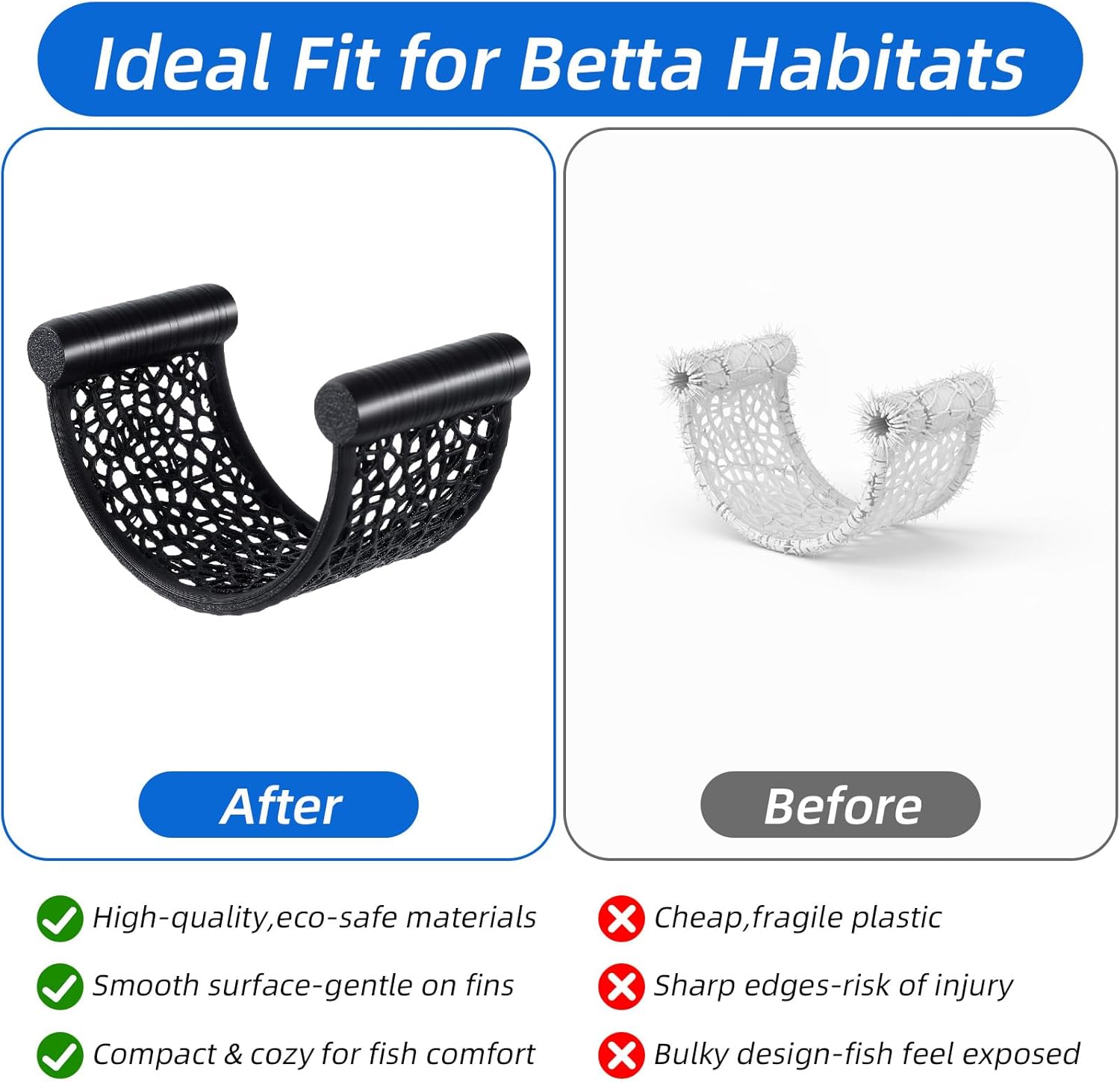 Black Betta Fish Hammock, Aquarium Floating Rest Platform for Small Fishes Floating Bed for Small Fish Betta Hammock Fishes Tank Accessories for Shrimp Fishs Bettas (Black)