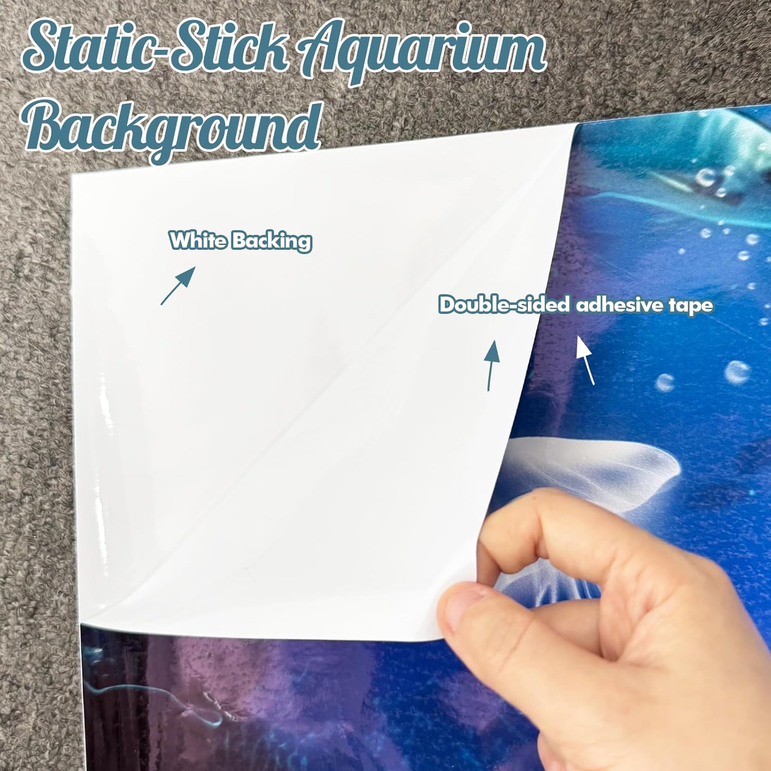 Aquarium Background Static Cling, Underwater Coral World Fish Tank Sticker for Glass, Traceless Removal PVC Marine Theme Decal, Reusable & Easy to Apply (39.4 x 15.7in)