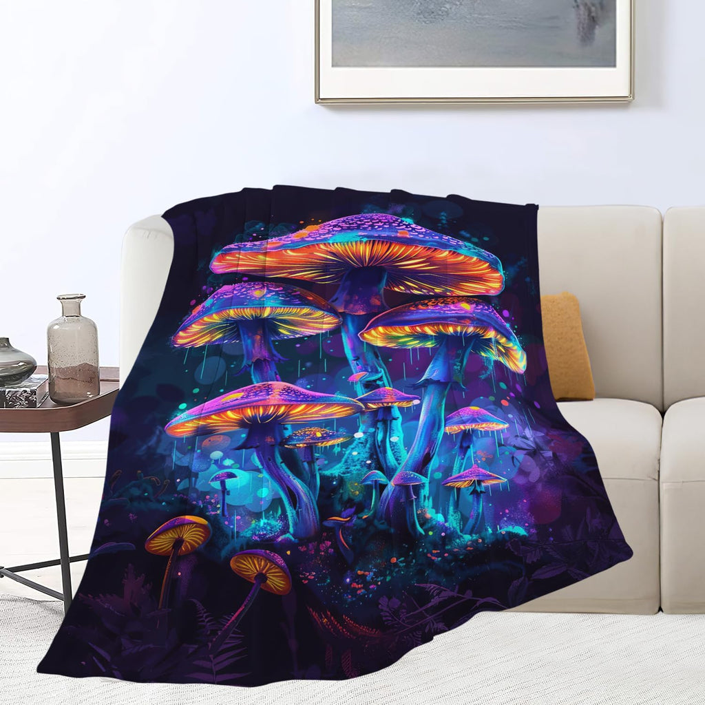 Mushroom Throw Blanket Mushroom Stuff Gifts for Kids Girls Boys Adults Women Man Soft Cozy Warm Plush Fluffy Fuzzy Fleece Blanket Decor 50''X60''