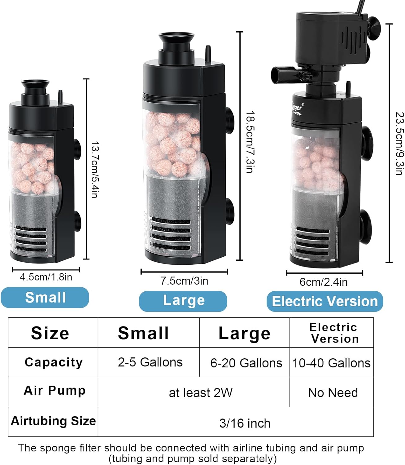 hygger Small Aquarium Bio Sponge Filter Mini Fish Tank Filter for Breeding Fry Betta Shrimp Tank 2-5 Gallon (Small)