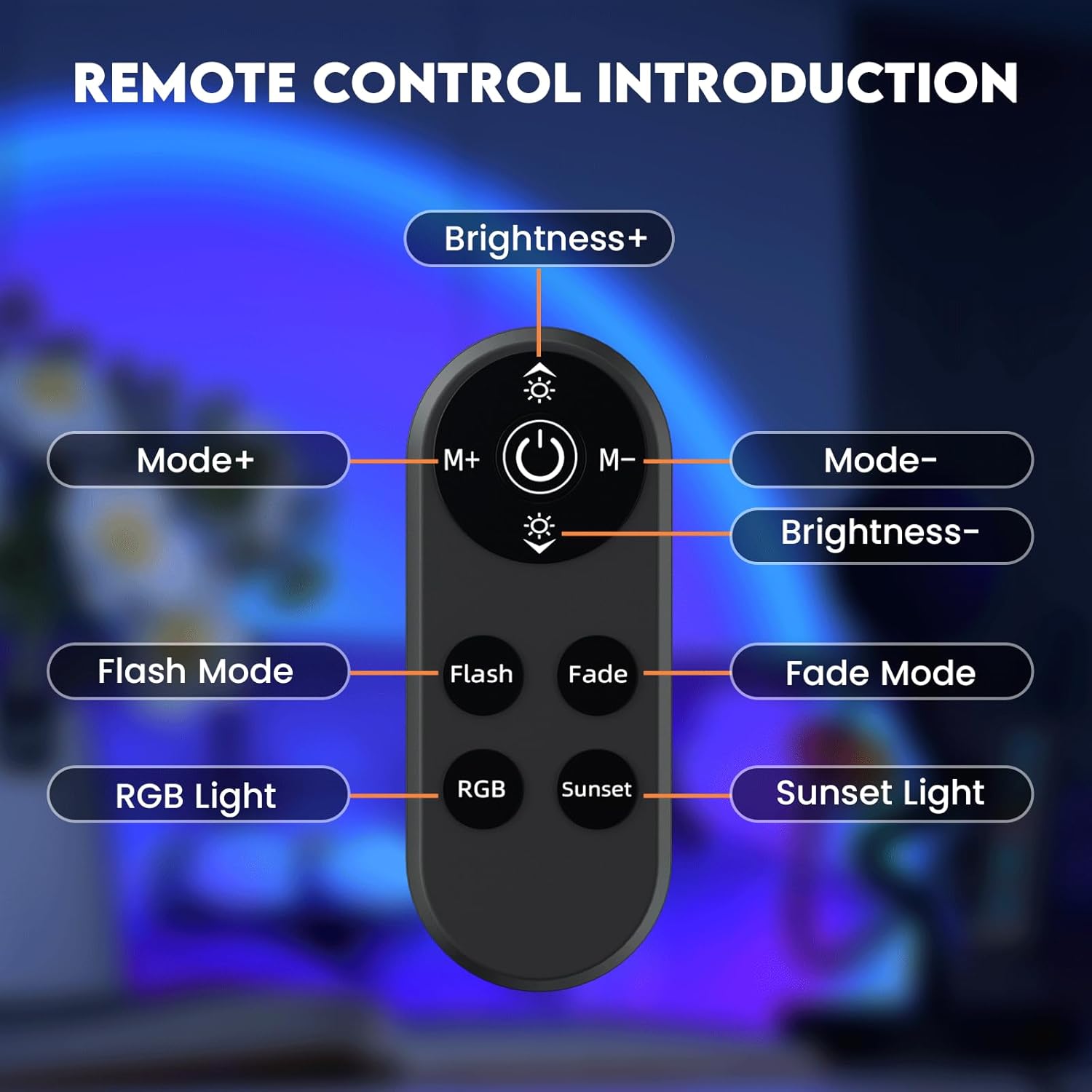 Sunset Lamp Projector with Remote Control and Button Switch,Multicolor Changing LED Projection Lamp 360 Degree Rotation Sunlight Lamp for Bedroom/Photography/Party/Tiktok Live/Room Decor/Gifts Women