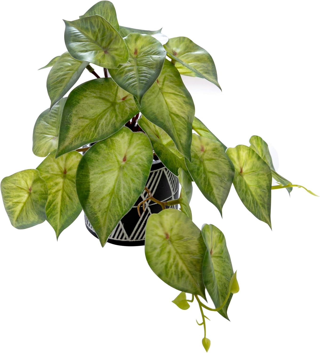 AlphaAcc Faux Plant Decor Potted Artificial Small Greenery Ivy Leaves Plants with Black and White Geometry Patterns Cement Pot for Office Desk Home Kitchen Decoration (Ivy Leaf)
