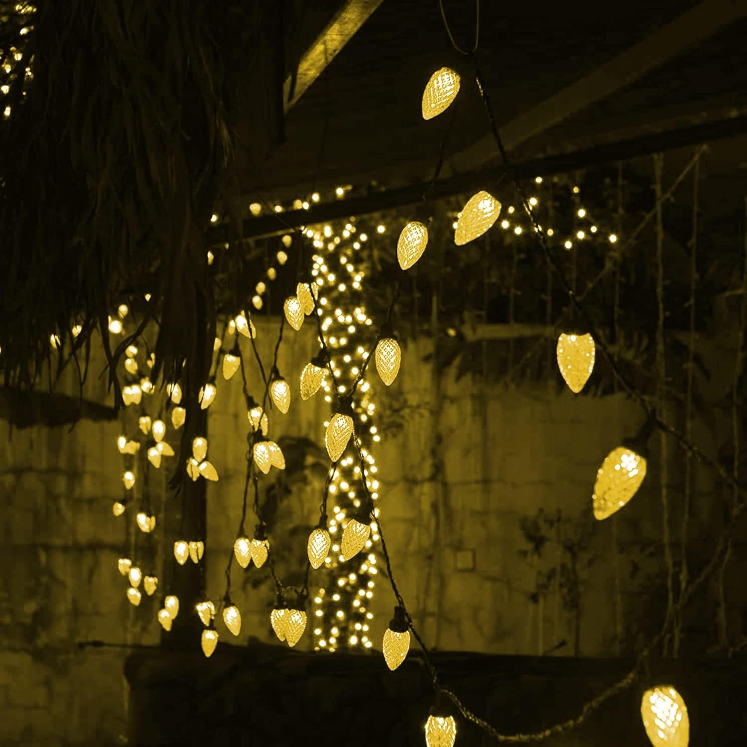 Dazzle Bright C9 Christmas String Lights, 3 Pack Total 300 LED 198 FT Waterproof Connectable Green Wire Fairy Lights, Christmas Light for Indoor Outdoor Home Yard Xmas Tree House Decor (Warm White)
