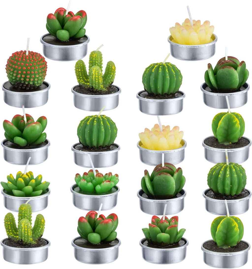 Cactus Tealight Candles(18 Pcs), Artificial Succulents Decorative Tea Light Candles,Perfect for Birthday Wedding Party Home Decor