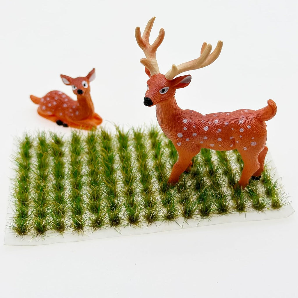 Woohome 120 PCS Bushy Tufts Static Grass Tuft Model Grass Tuft for DIY Miniature Train Landscape Terrain Railway Scenery Decorations, Green